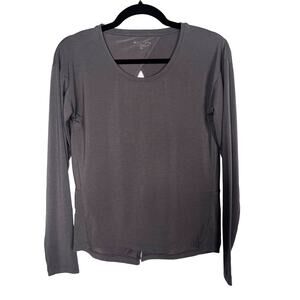 Athleta XSmall XS Gray Essence Twist Back Long Sleeve Top Crew Neck Lyocell Tee